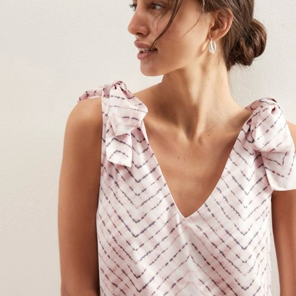 Banana Republic  Tie Shoulder Midi Flounce Hem with Shirring Women's Dress XSP - Picture 4 of 11